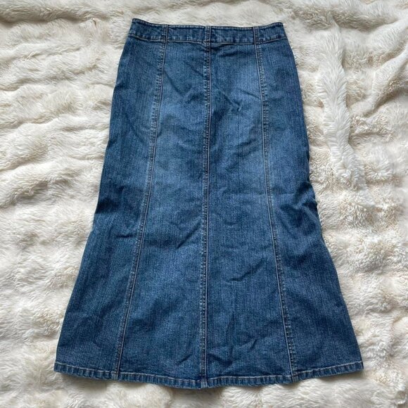 GAP Y2K Low Rise Trumpet Style Denim Midi Skirt - Picture 2 of 6